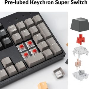 Keychron C2 Pro Wired Custom Mechanical Keyboard Full Size Layout QMK/VIA Programmable Macro RGB Backlit with Hot-Swappable Keychron K Pro Red Switch OEM Profile PBT Keycaps for Mac Windows Linux