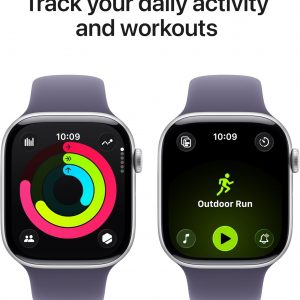 Apple Watch Series 11 [GPS 46mm] Smartwatch with Silver Aluminum Case with Purple Fog Sport Band - M/L. Sleep Score, Fitness Tracker, Health Monitoring, Always-On Display, Water Resistant
