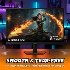 AOC Gaming Q27G41ZE - Monitor de juegos de 27 pulgadas QHD IPS 2560x1440, 240Hz 0.3ms MPRT, sin marco en 3 lados, 1x HDMI 2.0, 1x Display Port, compatible con G-Sync, HDR, 3 años sin punto brillante