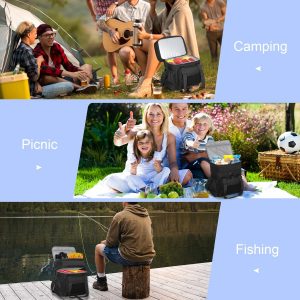 GLENKEY Tactical Lunch Box Cooler Bag - Expandable Insulated Lunch Bag for Men Women - Large Lunchbox for Adults Work Shifts Outdoor Trips Black 16L