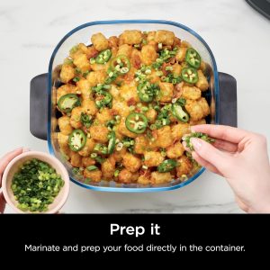 Ninja 2.5-QT CleanCrisp™ Glass Container with Storage lid, Compatible with Ninja Crispi Portable Cooking System, Microwave, Freezer & Dishwasher Safe, PFAS & PTFE Free Glass Cooking Surface, XSKSFNMED