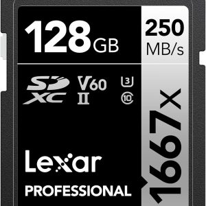 Lexar 128GB Professional 1667x SD Card, UHS-II, C10, U3, V60, Full HD, 4K, Up To 250MB/s Read SDXC Memory Card, for Professional Photographer, Videographer, Enthusiast (LSD128CBNA1667)