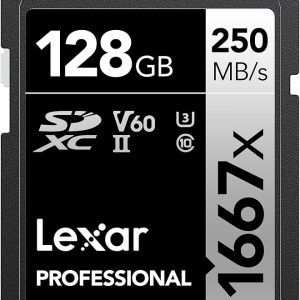 Lexar 128GB Professional 1667x SD Card, UHS-II, C10, U3, V60, Full HD, 4K, Up To 250MB/s Read SDXC Memory Card, for Professional Photographer, Videographer, Enthusiast (LSD128CBNA1667)
