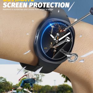 Orzero Protector de pantalla de vidrio templado compatible con Samsung Galaxy Watch 8 de 1.732 pulgadas, protector de pantalla con herramienta de alineación automática, 9 dureza, HD, antiarañazos, sin