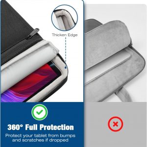 MoKo Bolsa para tablet de 9 a 11 pulgadas, funda protectora de transporte de 360° para iPad Air 5/4th 10.9, iPad Pro de 11 pulgadas, iPad 9/8/7th 10.2, iPad de 10.9 de 10.9, con múltiples bolsillos, correa para el hombro y puerto para auriculares, color negro