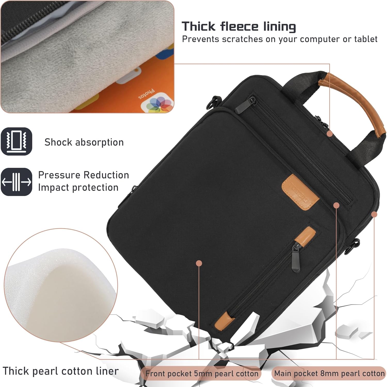 9-11 Inch Tablet Sleeve Bag, Padded Protective Travel Carrying Case for iPad A16 2025, iPad Air M4 11-inch 2026 M3 M2, iPad Pro M5/M4 11 inch, iPad 10/9/8/7th, Galaxy Tab A9+/S9/S8 11" | with shoulder Strap