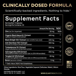 ULTRA MALE® Premium Testosterone Booster for Men w. 100:1 Shilajit, 40:1 Black Maca, Ashwagandha 25%, Tongkat Ali 10% - Clinical Strength Male Enhancing Testosterone Supplement for Men Health Libido+