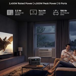 Anker SOLIX C2000 Gen 2 Estación de energía portátil, generador solar de 2,400 W (pico 4,000 W), carga completa en 58 minutos, batería LiFePO4 de 2048 wh para respaldo del hogar, cortes de energía y campamento (panel solar opcional)