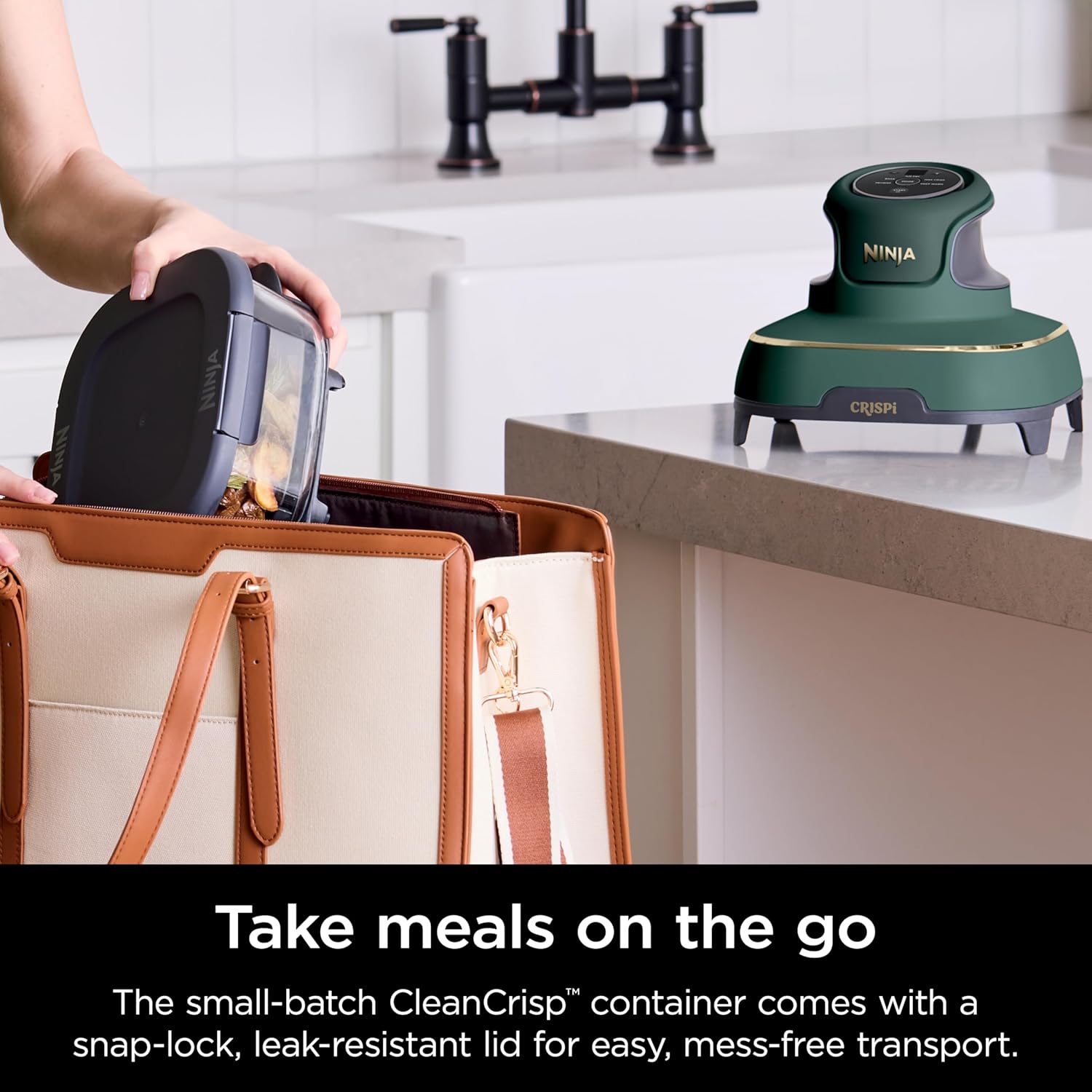 Ninja Crispi 5-in-1 Glass Air Fryer | 450°F, Nontoxic, 4QT & 6-Cup Containers & Lids | Microwave, Freezer, Dishwasher Safe | Max Crisp, Air Fry, Bake, Recrisp, Keep Warm | Brit. Racing Green, FN103BF
