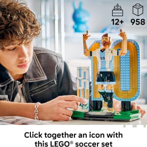 LEGO Editions Lionel Messi – Collector's Set Co-Pack - Building Toy for Kids - Soccer Collectible - Sports Décor for Boys & Girls, Ages 12+ - Gift Idea for Soccer Fans - 66818