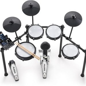 Alesis Nitro Max Kit Compact Electric Drum Kit with Quiet Mesh Pads, 10" Dual-Zone Snare, Bluetooth, 440+ BFD Sounds, Drumeo, USB MIDI, Kick Pedal