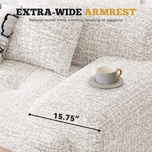 Sofá seccional modular moderno en forma de L de 122", sofás sin armazón para sala de estar con otomana, juego de sofá nube de chenilla convertible de 4 plazas, no requiere montaje, beige, 1 pieza