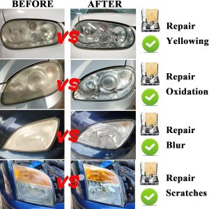 Headlight Restoration Kit, Car Headlight Polish Repair Renovation Kit with 200ML Repair Liquid for Repair Headlight Yellowing, Haze, Oxidation, Scrashes