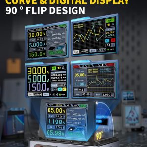 FNIRSI Fuente de alimentación DPS-150 CC variable, fuente de alimentación CNC de CC ajustable de 30 V 5 A con pantalla IPS de 4 dígitos, ondulación de alimentación <20 mV, entrada PD/QC/CC, fuente de