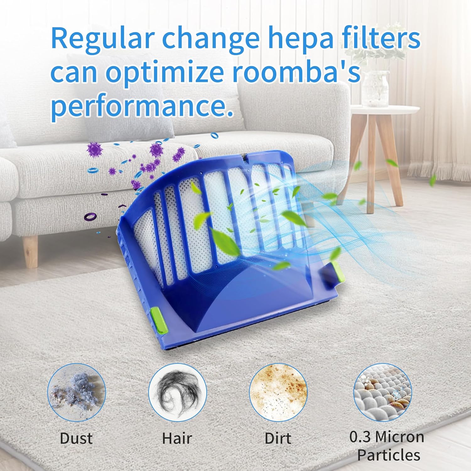 Kit de piezas de repuesto cepillo batidor flexible de cerdas y filtro Aero Vac y cepillo lateral compatible con iRobot Roomba 600 Series 595 610 614 618 620 630 640 650 660 680 685 690 692 694 695