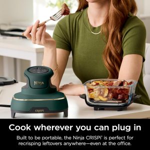 Ninja Crispi 5-in-1 Glass Air Fryer | 450°F, Nontoxic, 4QT & 6-Cup Containers & Lids | Microwave, Freezer, Dishwasher Safe | Max Crisp, Air Fry, Bake, Recrisp, Keep Warm | Brit. Racing Green, FN103BF