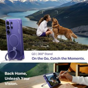 TORRAS Ostand Q3 Air for Samsung Galaxy S26 Ultra Case with 360 Magnetic Stand, Fit for MagSafe, Airbag Cushion, Mil-Grade Drop Tested, Shockproof Phone Case for S26 Ultra 6.9", Violet Surge