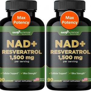 Gade Nutrition NAD Supplement with Resveratrol | Nicotinamide Plus in Capsules Made in USA | Antioxidant Healthy Aging Supplement (Pack of 2)