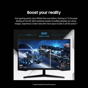 Samsung 27-pulgadas Odyssey G55C Serie QHD 1000R Monitor de juegos curvado, 1ms(MPRT), HDR10, 165Hz, AMD Radeon FreeSync, Cuidado de los ojos, LS27CG552ENXZA
