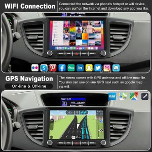 4G+64G Car Radio for Honda CRV 2012 2013 2014 2015 2016, 9 Inch IPS Touch Screen CRV Stereo with Carplay&Android Auto,Blutooth& GPS Navigation, Back-up Camera&FM Radio