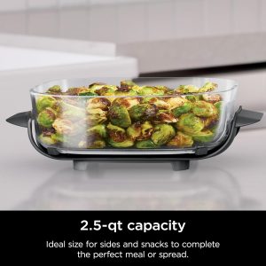 Ninja 2.5-QT CleanCrisp™ Glass Container with Storage lid, Compatible with Ninja Crispi Portable Cooking System, Microwave, Freezer & Dishwasher Safe, PFAS & PTFE Free Glass Cooking Surface, XSKSFNMED