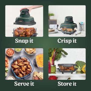 Ninja Crispi 5-in-1 Glass Air Fryer | 450°F, Nontoxic, 4QT & 6-Cup Containers & Lids | Microwave, Freezer, Dishwasher Safe | Max Crisp, Air Fry, Bake, Recrisp, Keep Warm | Brit. Racing Green, FN103BF