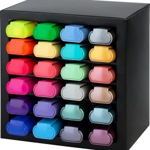 Faber-Castell Juego de escritorio resaltador, surtido de 24 marcadores de punta de cincel, juego metálico, neón y pastel, resaltadores finos que no se corren, suministros de papelería y diario de viñetas, regalos para artistas