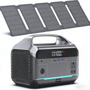 DARAN Portable Power Station with 60W Solar Panel Included, 288Wh (90,000mAh) LiFePO4 Battery, 350W (600W Peak), 7-Port Design, 2.1Hrs Fast Charing Solar Generators for Home, Outdoor Camping