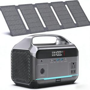 DARAN Portable Power Station with 60W Solar Panel Included, 288Wh (90,000mAh) LiFePO4 Battery, 350W (600W Peak), 7-Port Design, 2.1Hrs Fast Charing Solar Generators for Home, Outdoor Camping