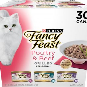 Purina Fancy Feast Grilled Wet Cat Food Poultry and Beef Collection Wet Cat Food Variety Pack - (Pack of 30) 3 oz. Cans