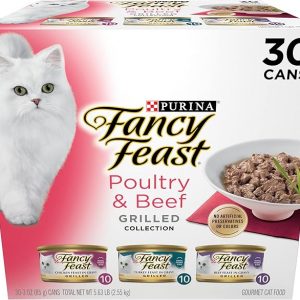 Purina Fancy Feast Grilled Wet Cat Food Poultry and Beef Collection Wet Cat Food Variety Pack - (Pack of 30) 3 oz. Cans