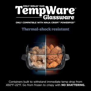 Ninja 2.5-QT CleanCrisp™ Glass Container with Storage lid, Compatible with Ninja Crispi Portable Cooking System, Microwave, Freezer & Dishwasher Safe, PFAS & PTFE Free Glass Cooking Surface, XSKSFNMED