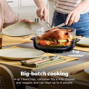 Ninja Crispi 4-in-1 Glass Air Fryer | 450°F | Non-Toxic | 4QT & 6-Cup Glass Containers w/Lids | Microwave, Freezer, Dishwasher Safe | Max Crisp, Air Fry, Bake, Recrisp | Cyberspace Gray, FN101GY