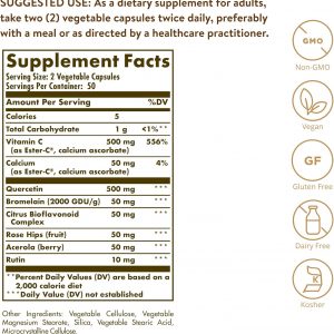 Solgar – Quercetin Complex con Ester-C Plus Cápsulas Vegetales, E2319, 1, 1