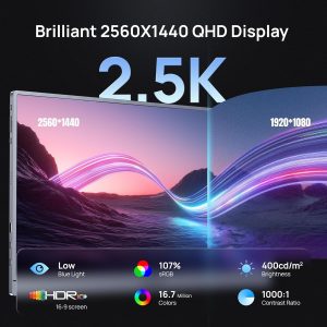 ARZOPA – Monitor portátil 16.1 pulgadas 2.5 K 180 Hz, 2560 x 1440 QHD, 107% sRGB, soporte integrado, HDR, ultradelgado, segunda pantalla para laptop, PC, PS5, Mac, Xbox - Z3FC