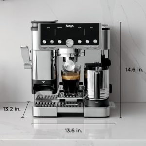 Ninja Luxe Café Pro Series, máquina de café expreso, café por goteo, infusión fría, agua caliente, prensador integrado, molinillo integrado, espumador manos libres para capuchinos, lattes, americanos