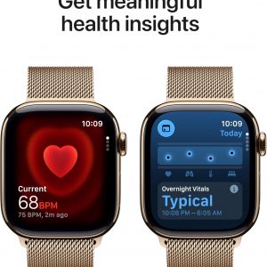 Apple Watch Series 11 [GPS + Cellular 42mm] Gold Titanium Case with Gold Milanese Loop, S/M (Renewed)