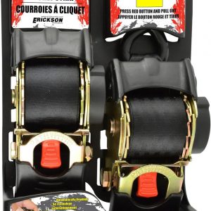 Erickson Pro Series 2in x 10ft Black Retractable Ratcheting Tie-Down Straps, High-Strength Design, 3300 lb Load Capacity, Pack of 2
