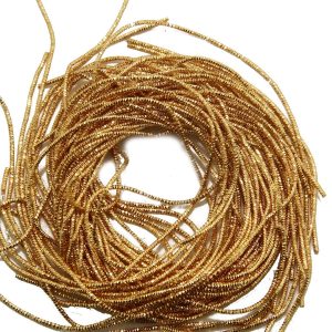 Zardosi Flexible 1mm French Bullion Wires [3 Metallic Colors x 0.29 OZ Each, Total 0.88 OZ / 25 Grams] Spring Nakshi Copper Metallic Thread for Embroidery and Jewelry Making