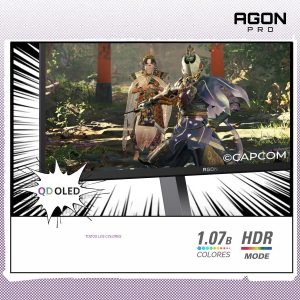 AOC Agon PRO - Monitor de juegos QD-OLED de 27 pulgadas, QHD 2560x1440, 240Hz, 0.03ms GtG, HDR400 True Black, sincronización adaptativa, altura ajustable, DisplayPort, HDMI, USB, altavoces