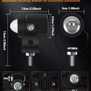 Zmoon Luces antiniebla LED de conducción para motocicleta, 60 W, cápsulas LED blancas y ámbar, luces de proyector auxiliar de 1.3 pulgadas, compatible con Jeep, tractor, camión, ATV, UTV, SUV, barco, etc. (paquete de 2)