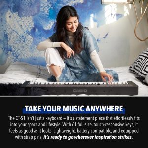 Casio Casiotone CT-S1 – 61-Key Touch-Sensitive Retro Keyboard | Sleek, Portable Design for Beginners to Pros | Stereo Grand Piano + 60 AiX Tones | USB-MIDI Connectivity | Red