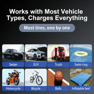 Cordless Tire Inflator Portable Air Pump - Car & Motorcycle Accessories, Dual-Pump, 1s Fast Inflation, 150PSI, Auto-Stop, Pressure Monitor, 5 Modes, LED Light