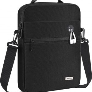 MoKo Bolsa para tablet de 9 a 11 pulgadas, funda protectora de transporte de 360° para iPad Air 5/4th 10.9, iPad Pro de 11 pulgadas, iPad 9/8/7th 10.2, iPad de 10.9 de 10.9, con múltiples bolsillos, correa para el hombro y puerto para auriculares, color negro