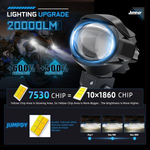 Motorcycle LED Fog Light 60W 20000LM Auxiliary Lights 7 Modes Amber White Light Combo with Waterproof Wire Harness Kit for Motorcycle GS Pan America Adventure and Adventure