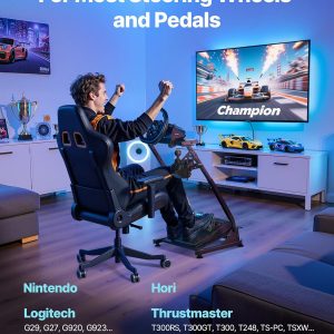 VEVOR Racing Wheel Stand, Adjustable & Foldable Simulator Stand for Logitech G29 G27 G920 G923, Thrustmaster T300RS T300GT T248 TS-PC TSXW Gaming Cockpit,Pedals Simulator NOT Included