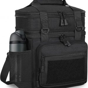 GLENKEY Tactical Lunch Box Cooler Bag - Expandable Insulated Lunch Bag for Men Women - Large Lunchbox for Adults Work Shifts Outdoor Trips Black 16L