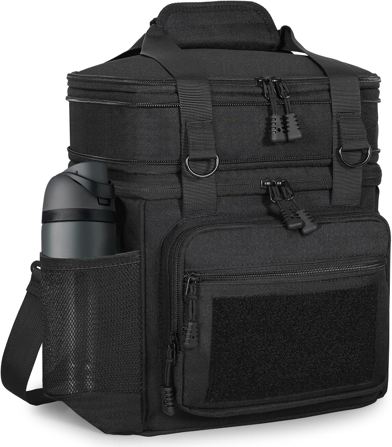 GLENKEY Tactical Lunch Box Cooler Bag - Expandable Insulated Lunch Bag for Men Women - Large Lunchbox for Adults Work Shifts Outdoor Trips Black 16L