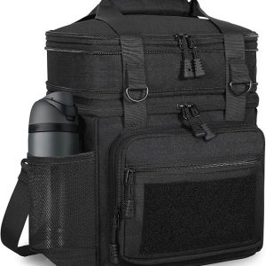 GLENKEY Tactical Lunch Box Cooler Bag - Expandable Insulated Lunch Bag for Men Women - Large Lunchbox for Adults Work Shifts Outdoor Trips Black 16L