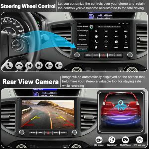 4G+64G Car Radio for Honda CRV 2012 2013 2014 2015 2016, 9 Inch IPS Touch Screen CRV Stereo with Carplay&Android Auto,Blutooth& GPS Navigation, Back-up Camera&FM Radio